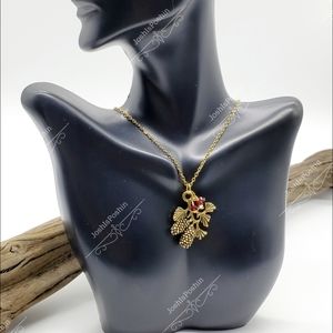 Handmade gold pinecone branch christmas necklace